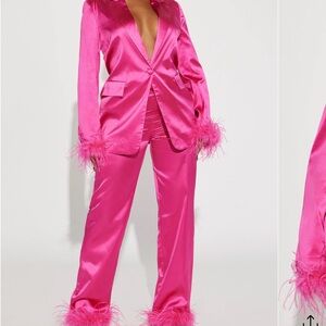 Fashion Nova Hot Pink Satin Set